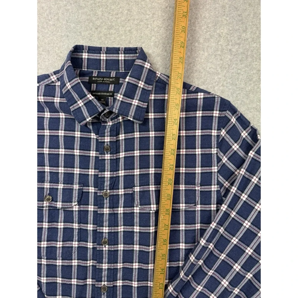 Banana Republic Shirt Mens Medium‎ Blue Plaid Luxe Flannel Preppy Casual Outdoor